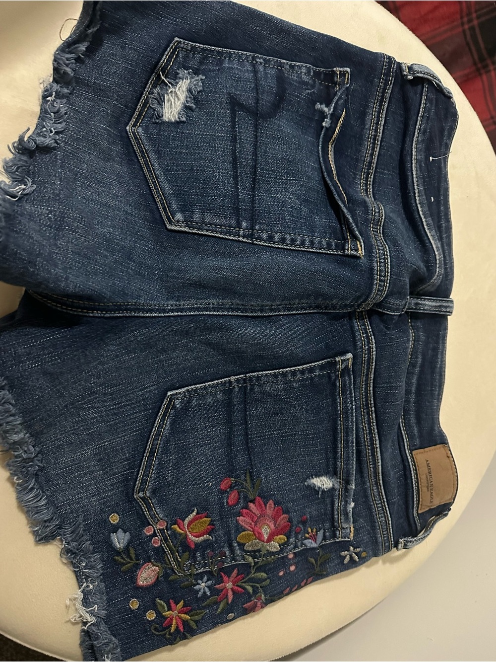 Women’s Embroidered Dark Blue Denim Shorts